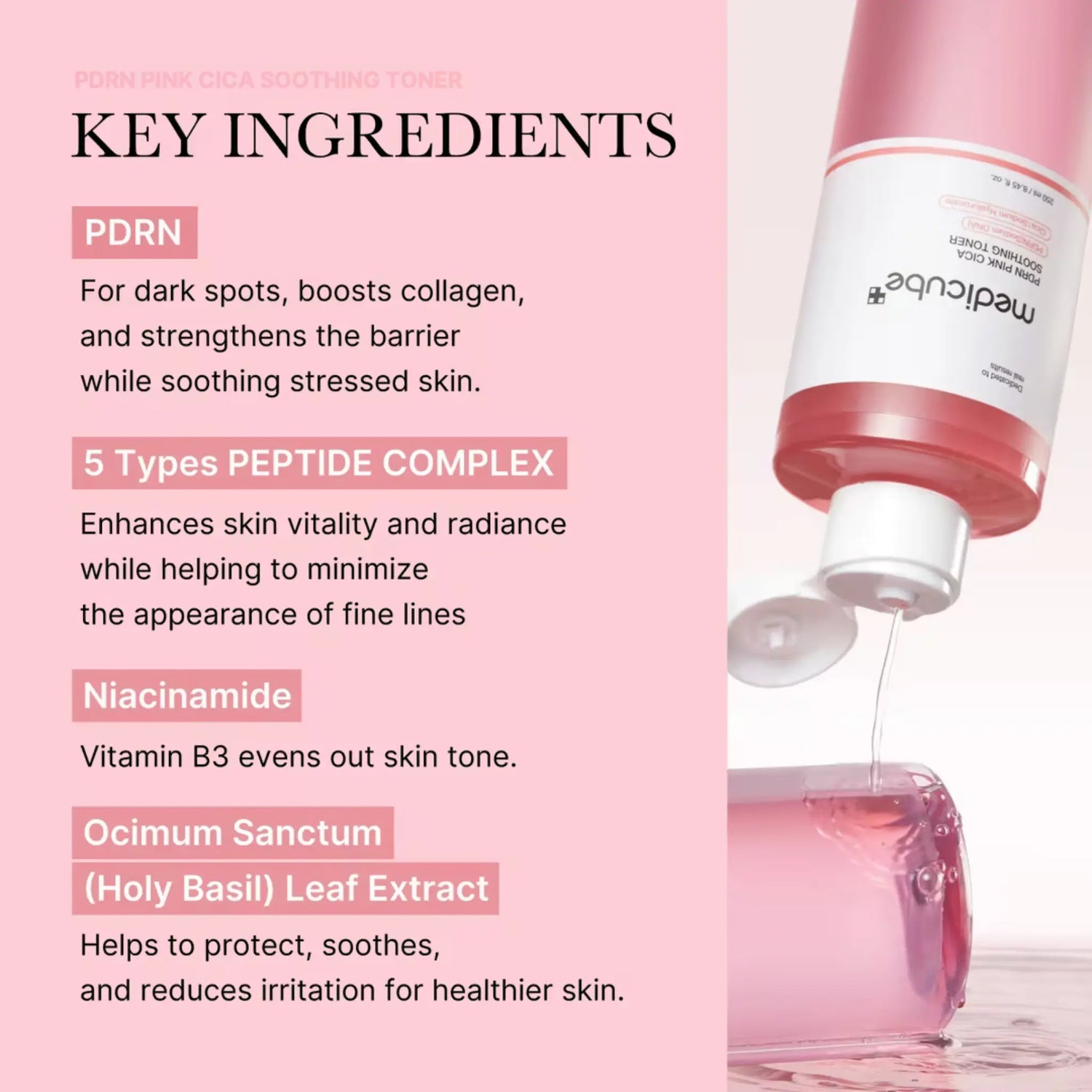 PDRN Pink Cica Soothing Toner - Toner Calm-antioxidant cu PDRN din Somon și 5 Peptide