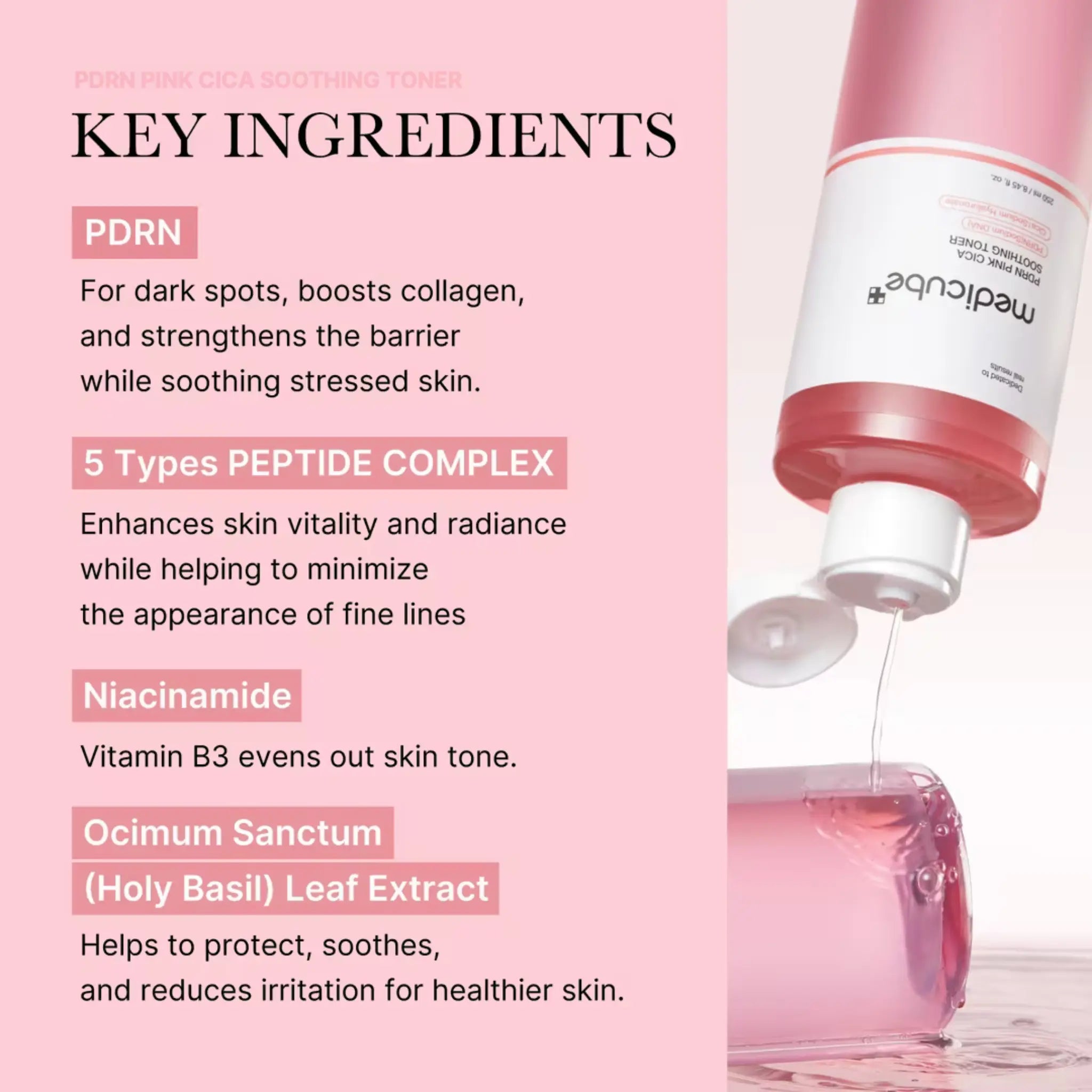 PDRN Pink Cica Soothing Toner - Toner Calm-antioxidant cu PDRN din Somon și 5 Peptide