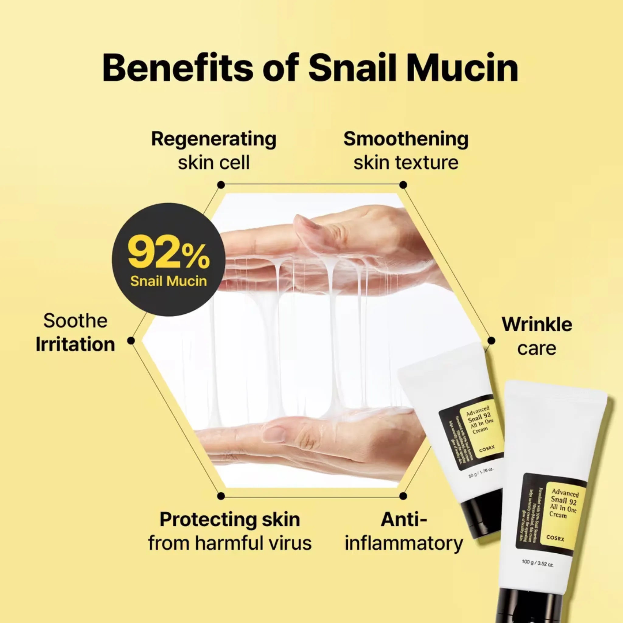 Advanced Snail 92 All in One Cream Tube - Cremă Reparatorie All-in-One cu 92% Mucină de Melc