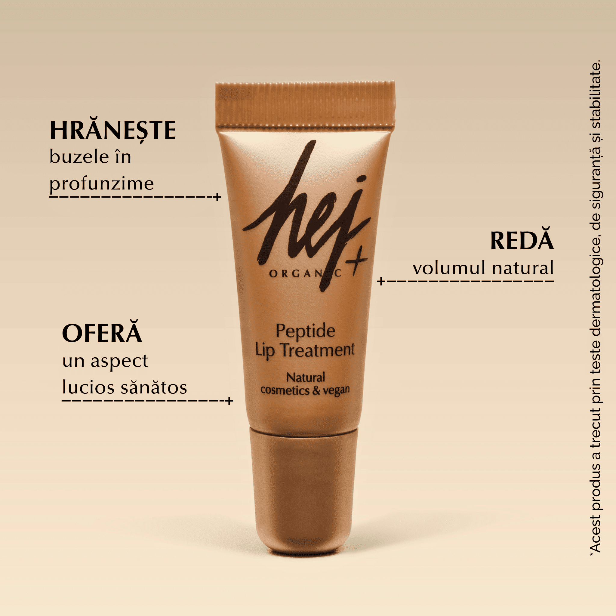 HEJ+ - Tratament pentru Buze cu Peptide, Unt de Shea și Ulei de Ricin