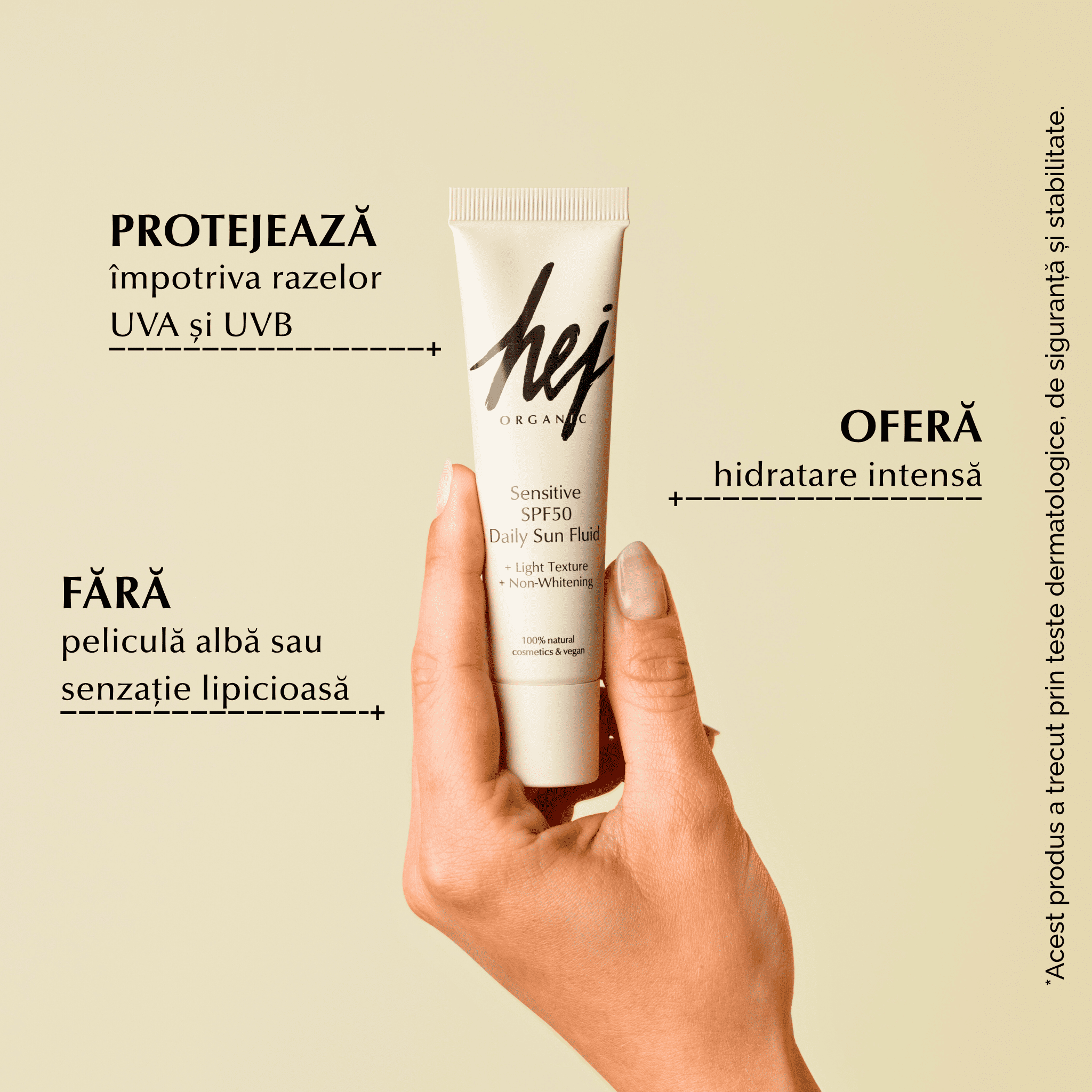 SENSITIVE - Cremă SPF50 cu Filtre Minerale, Ovăz și Mușețel