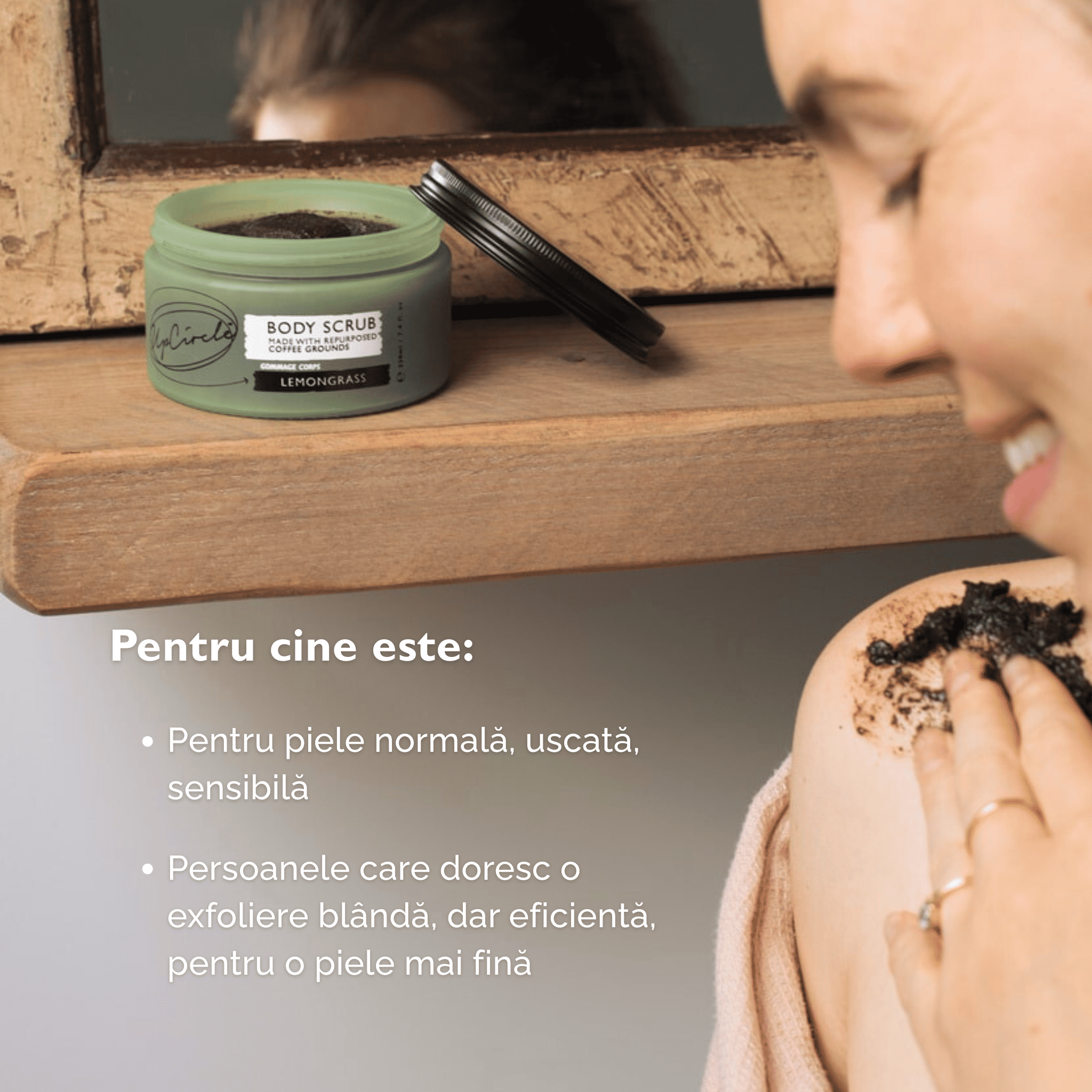 Exfoliant de Corp cu Cafea și Lemongrass – Revitalizare și Hidratare