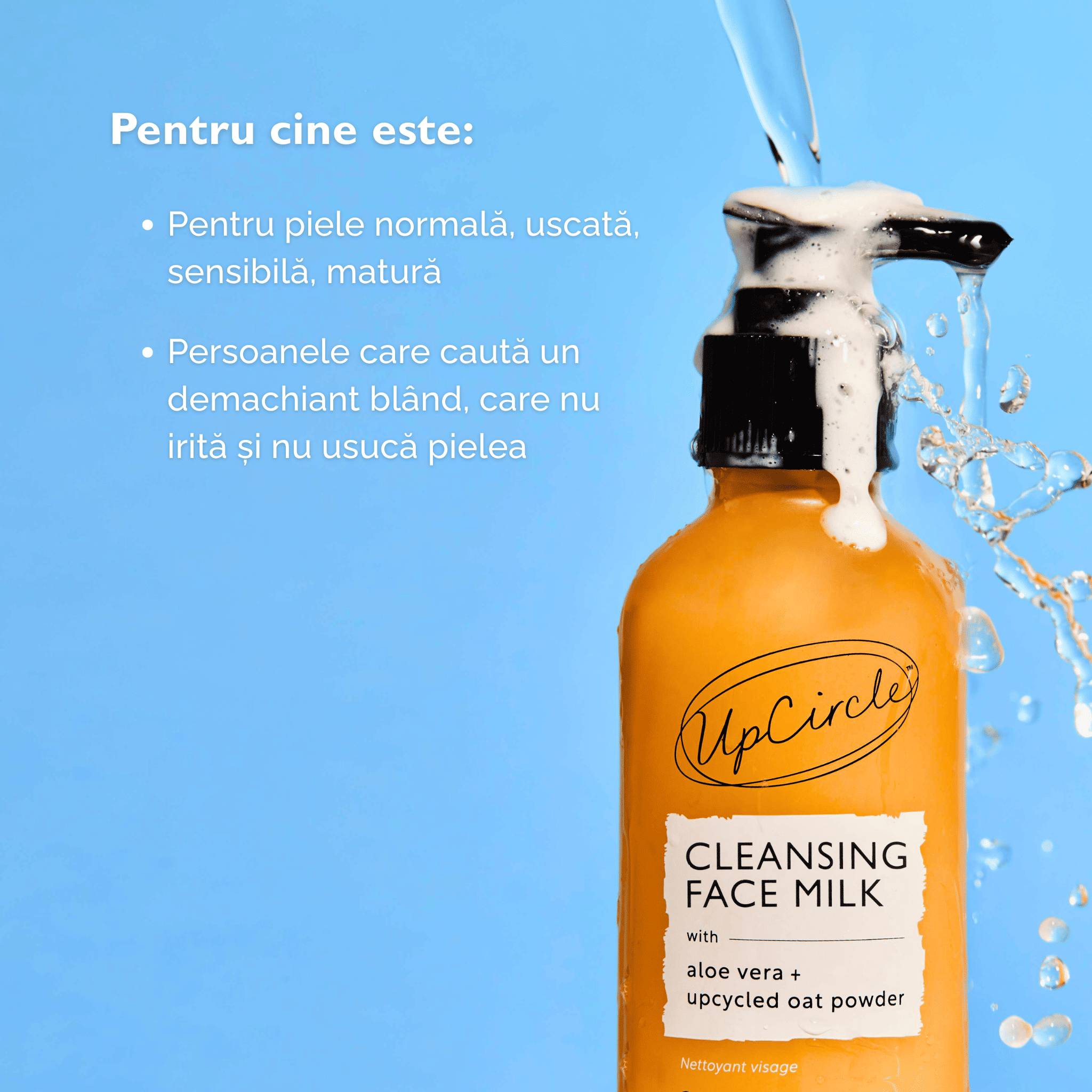 Lapte Demachiant cu Pudră de Ovăz și Aloe Vera