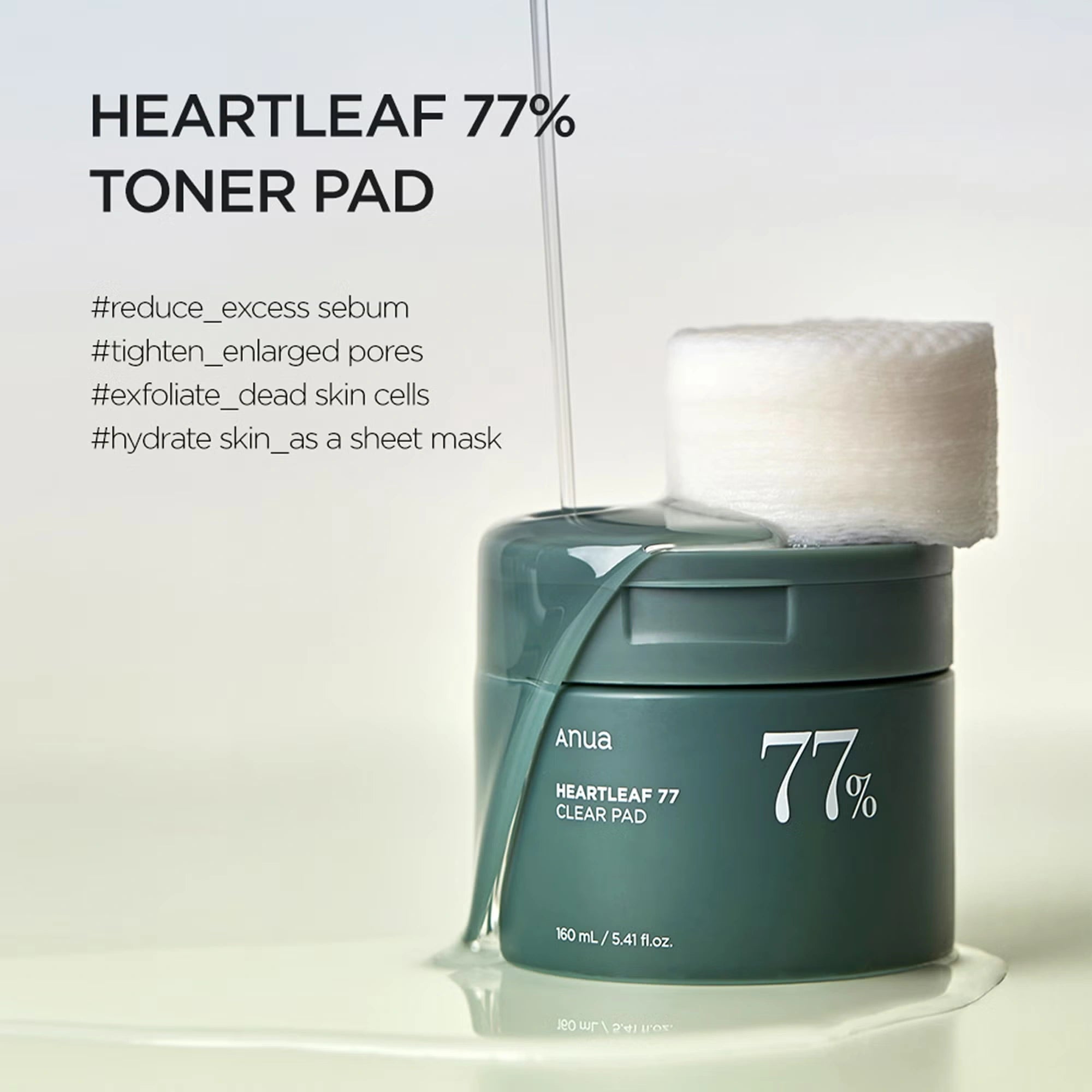 Heartleaf 77 Clear Pad - Dischete Toner Exfoliante cu Apă de Heartleaf