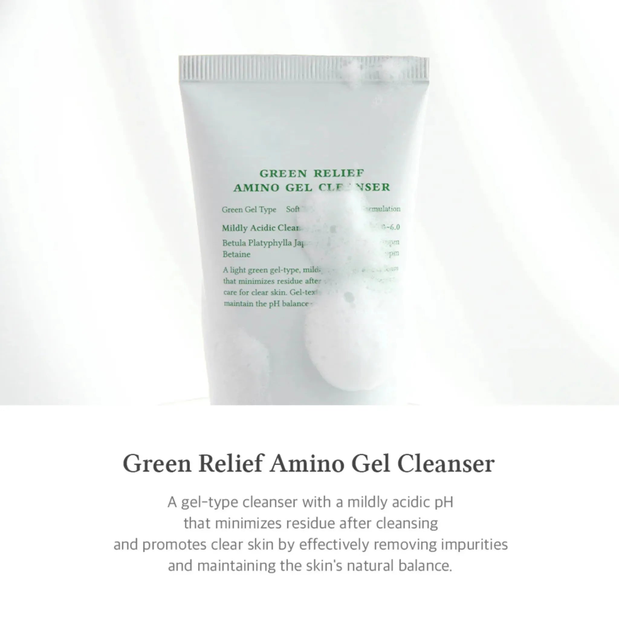 Green Relief Amino Gel Cleanser - Gel de Curățare Delicat cu pH Scăzut