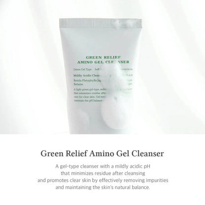 Green Relief Amino Gel Cleanser - Gel de Curățare Delicat cu pH Scăzut