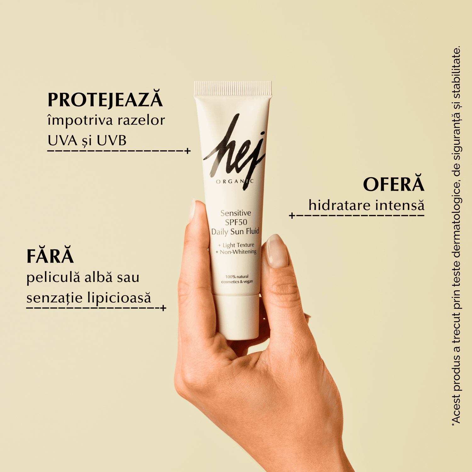 SENSITIVE - Cremă SPF50 cu Filtre Minerale, Ovăz și Mușețel