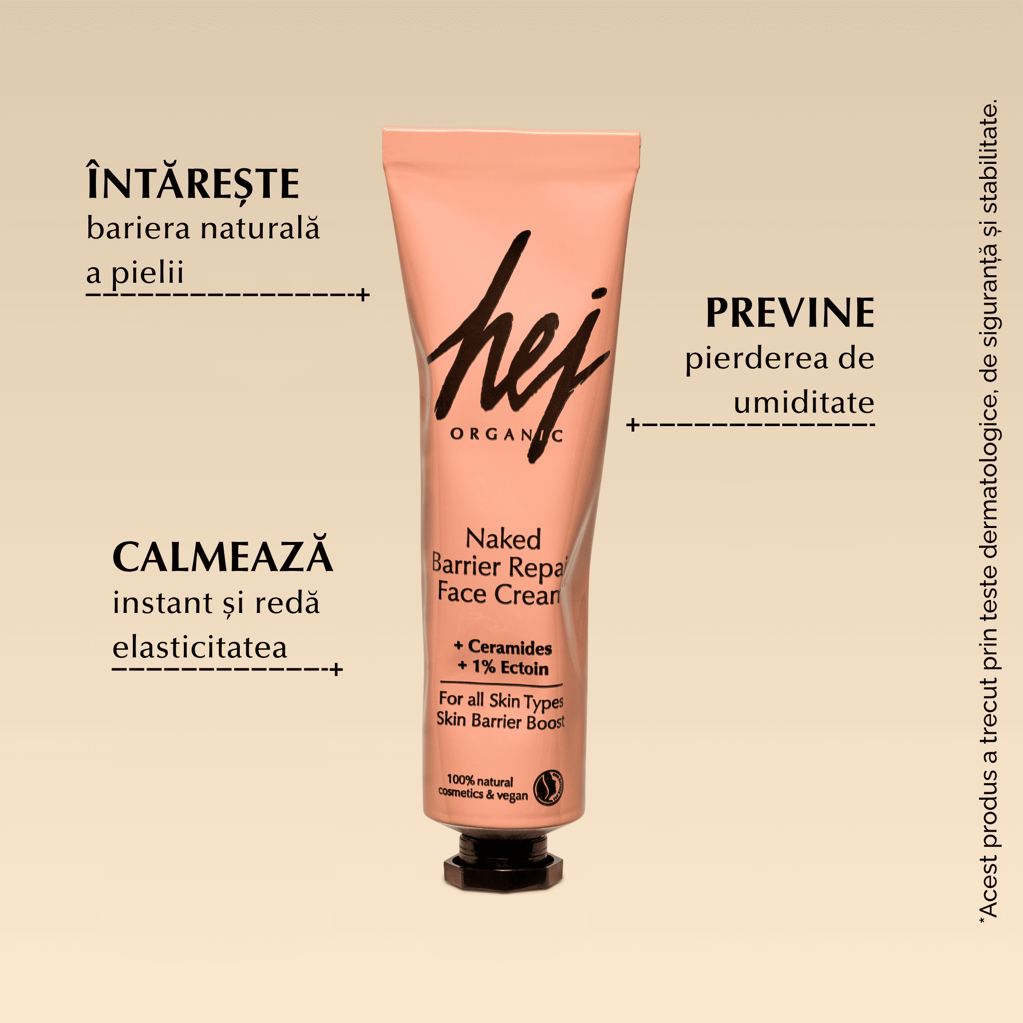 NAKED - Cremă Reparatoare pentru Bariera Pielii cu Ceramide, Ectoin și Fermente