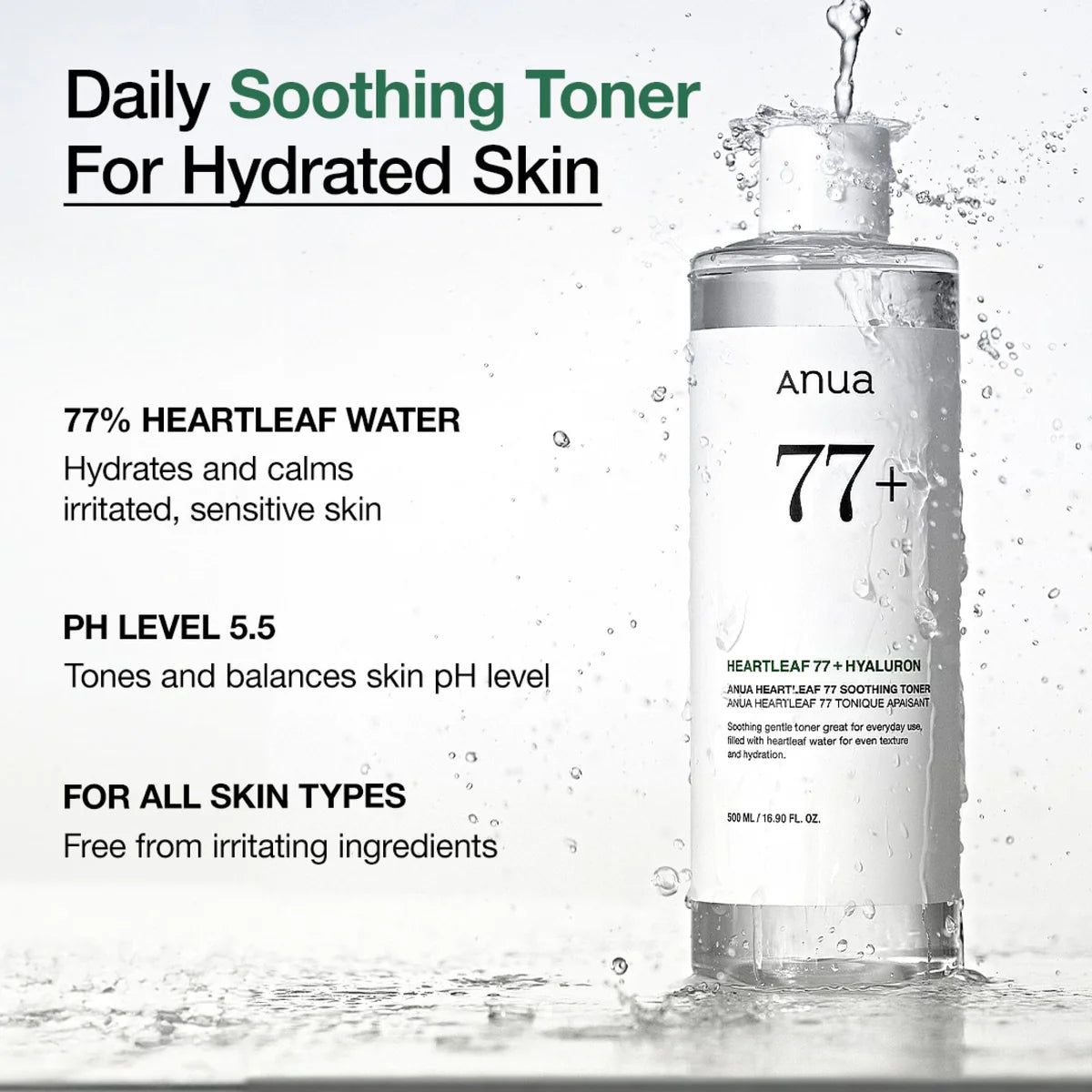 Toner Calmant și Hidratant cu 77% Extract de Heartleaf