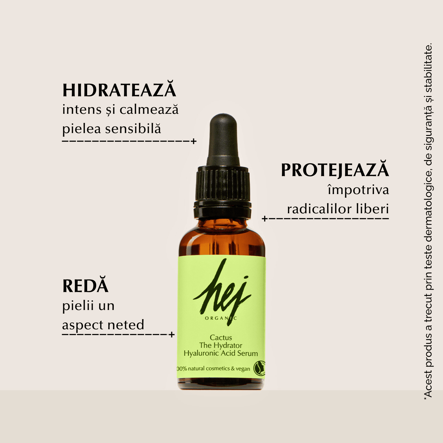 CACTUS - Ser Hidratant cu Acid Hialuronic, Aloe Vera și Cactus