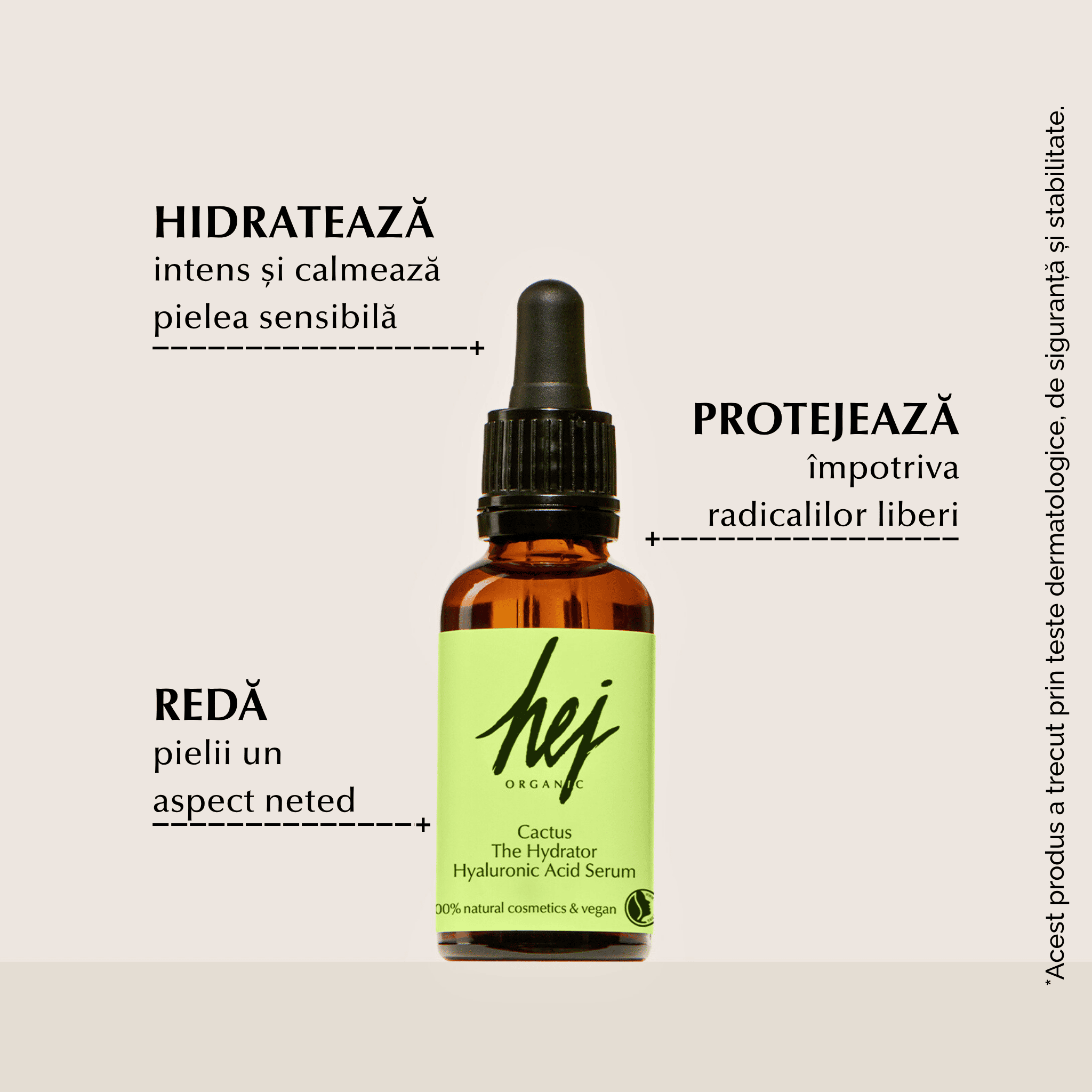 CACTUS - Ser Hidratant cu Acid Hialuronic, Aloe Vera și Cactus