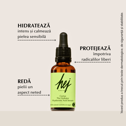 CACTUS - Ser Hidratant cu Acid Hialuronic, Aloe Vera și Cactus