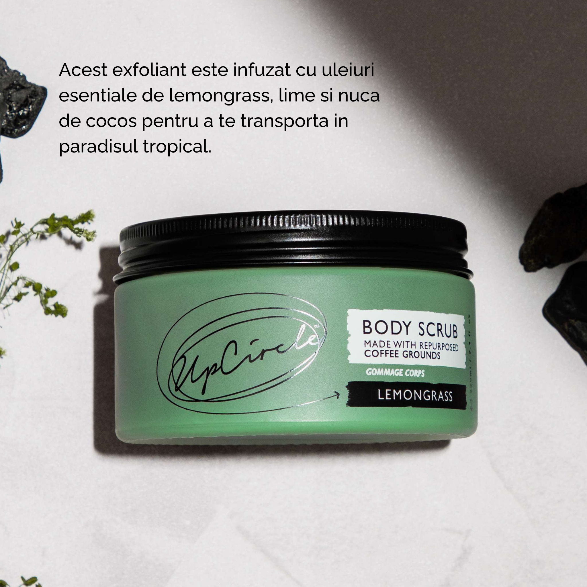 Exfoliant de Corp cu Lemongrass, Cafea + Unt de Shea