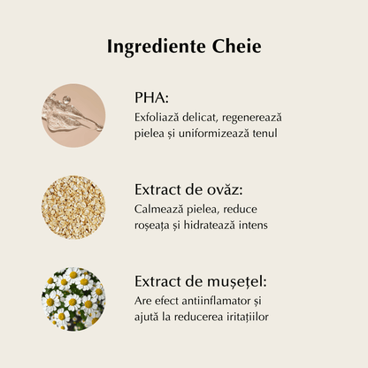 SENSITIVE - Toner Exfoliant Blând cu PHA, Ovăz și Mușețel
