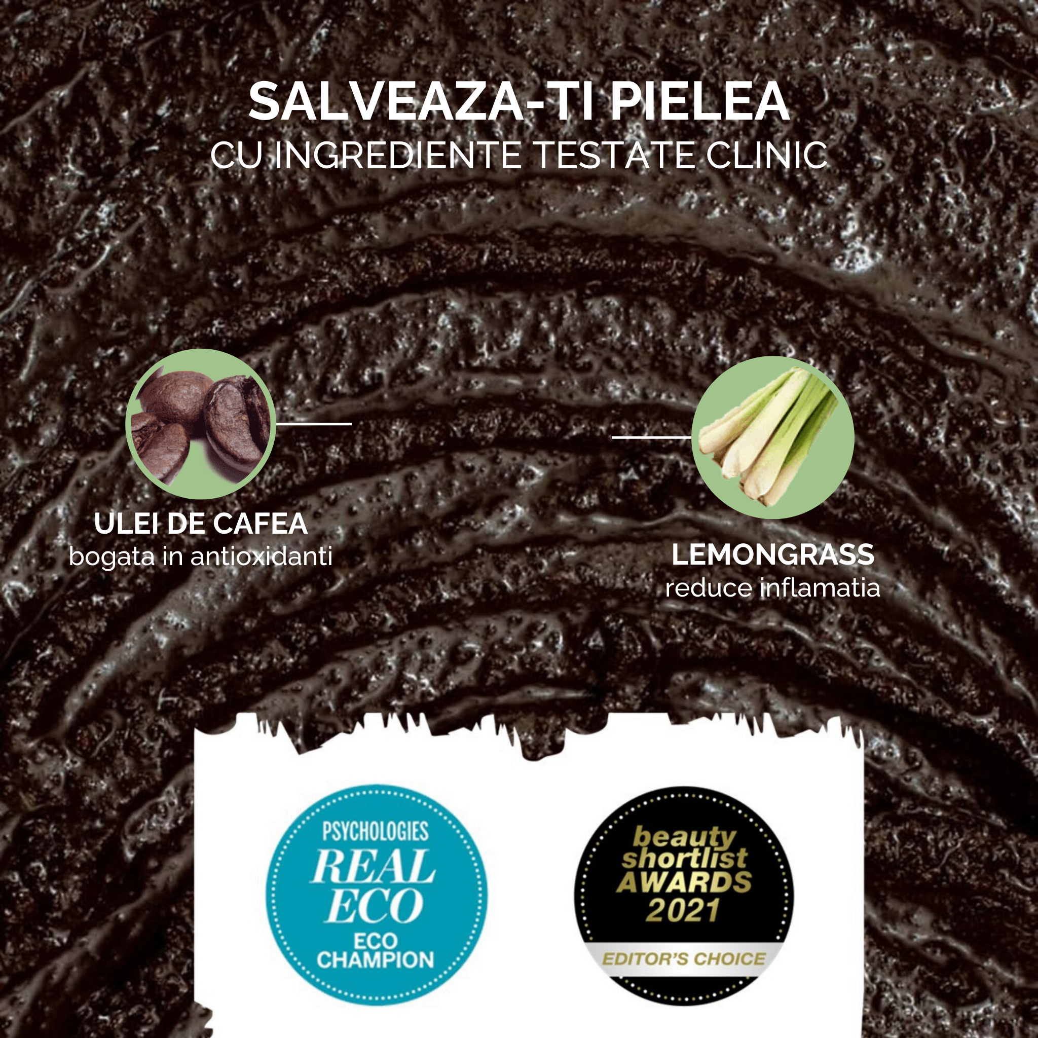 Exfoliant de Corp cu Lemongrass, Cafea + Unt de Shea