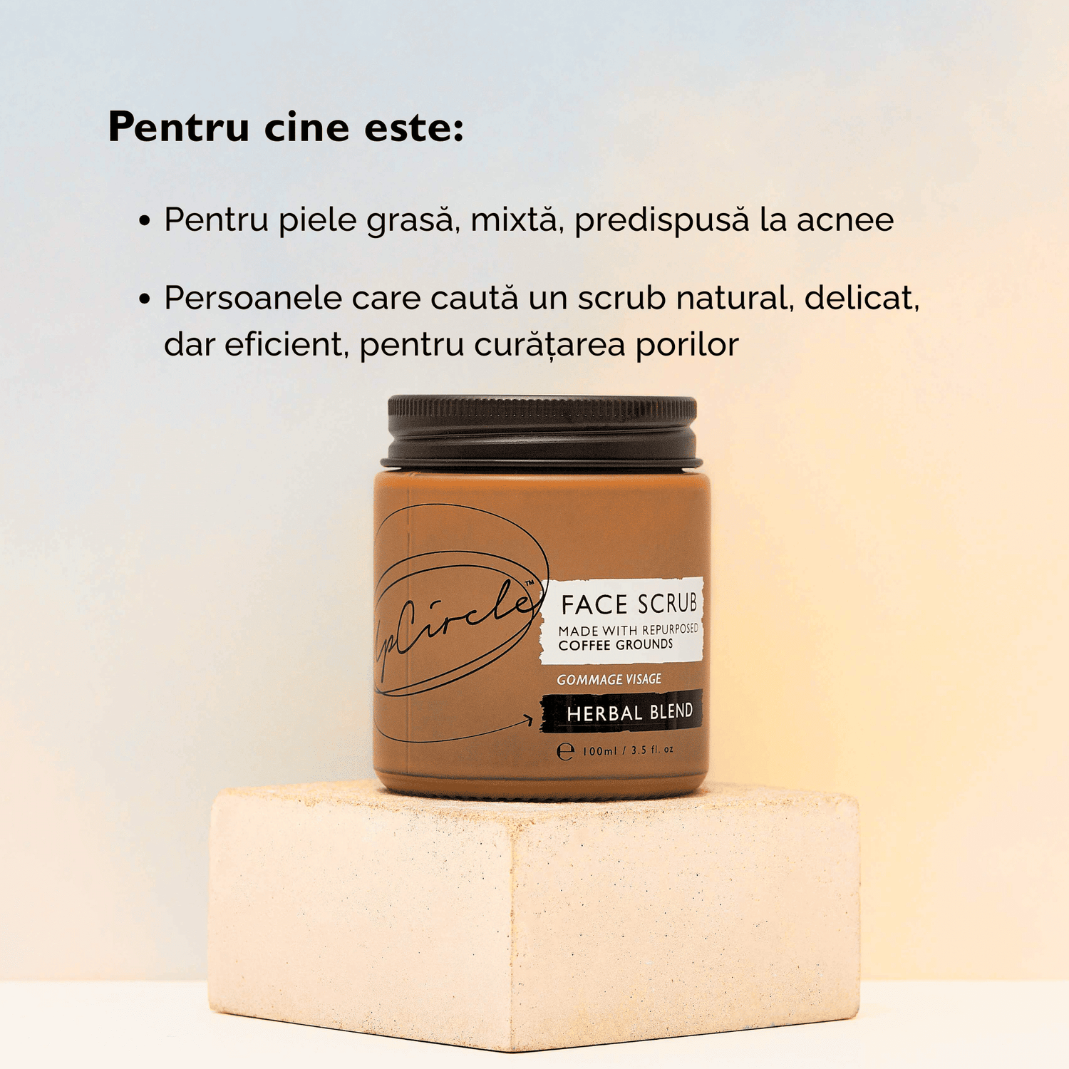Scrub Exfoliant pentru Acnee cu Cafea și Ulei de Rozmarin