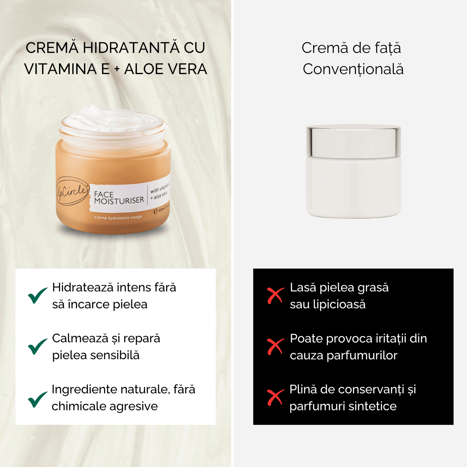 Crema Hidratanta pentru Fata cu vitamina E + Aloe Vera